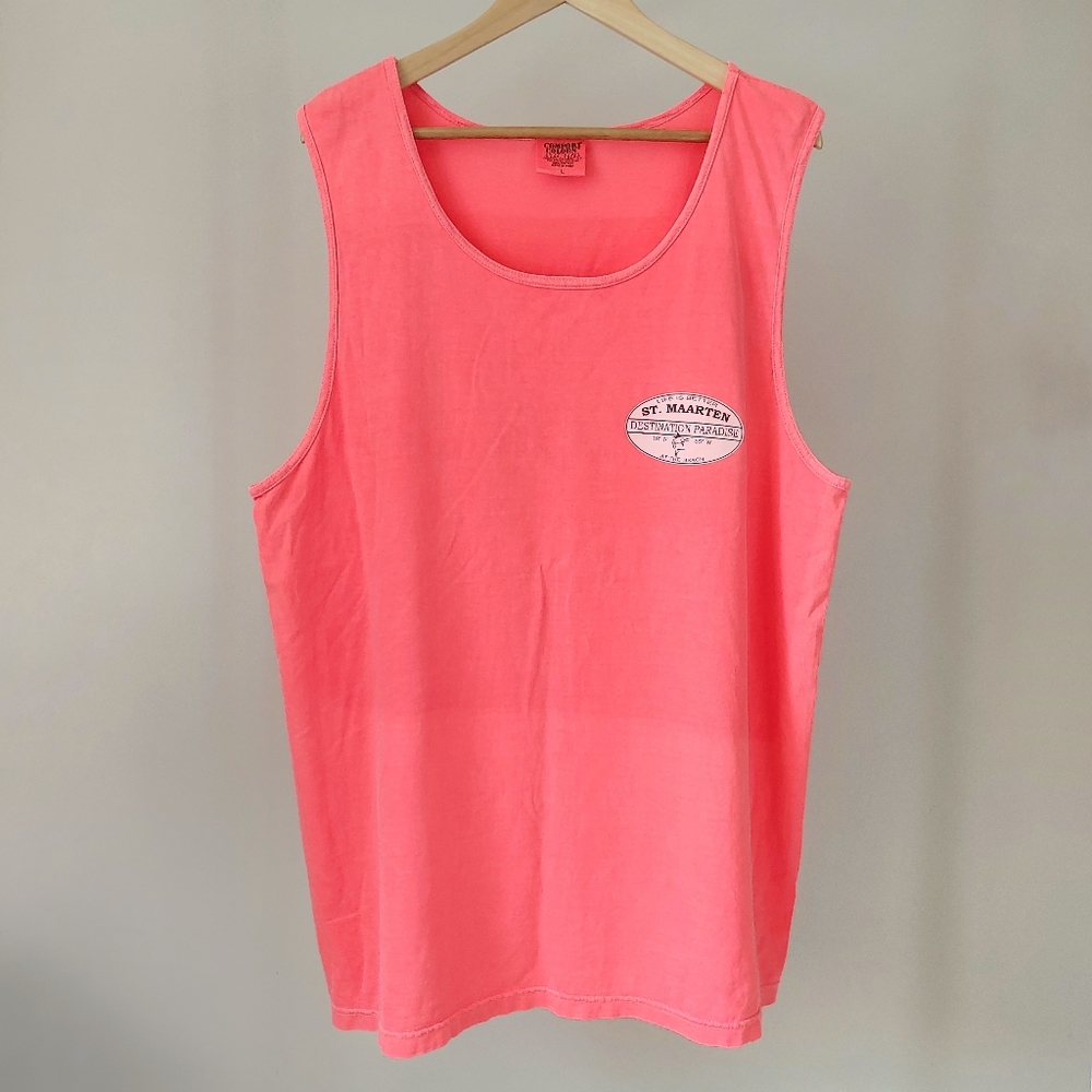 St. Maarten Muscle Tank Tee Size Large Logo Cotton